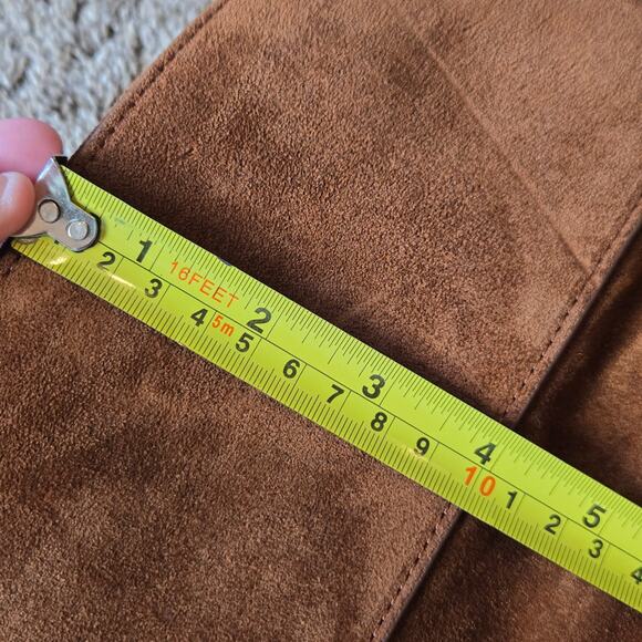 Quince Italian Suede Slouchy Shoulder Bag Purse Whiskey Cognac Brown Minimal - Picture 9 of 10